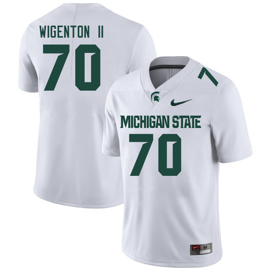Men #70 Kevin Wigenton II Michigan State Spartans College Football Jerseys Stitched-White
